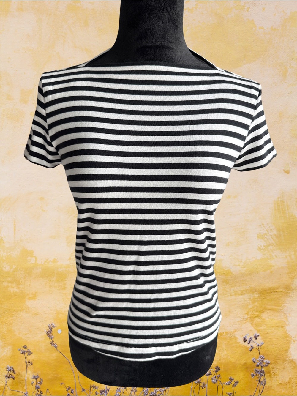 kate spade Black & White Striped Boatneck Short Sleeve Tee